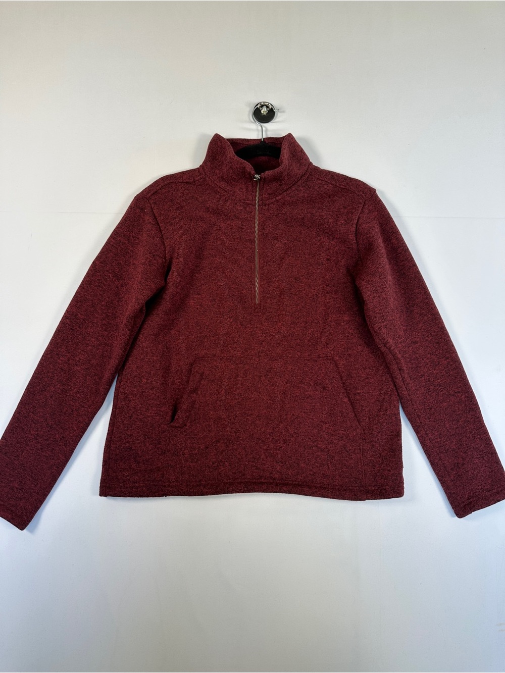 Eddie Bauer Burgundy Heathered Fleece Quarter Zip Pullover Sweatshirt Size M